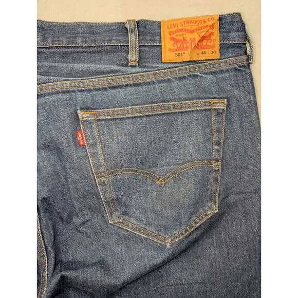 46x 30 Levi's 501 Big & Tall Shrink-to-Fit Soft Denim Blue Brand New - Picture 11 of 12